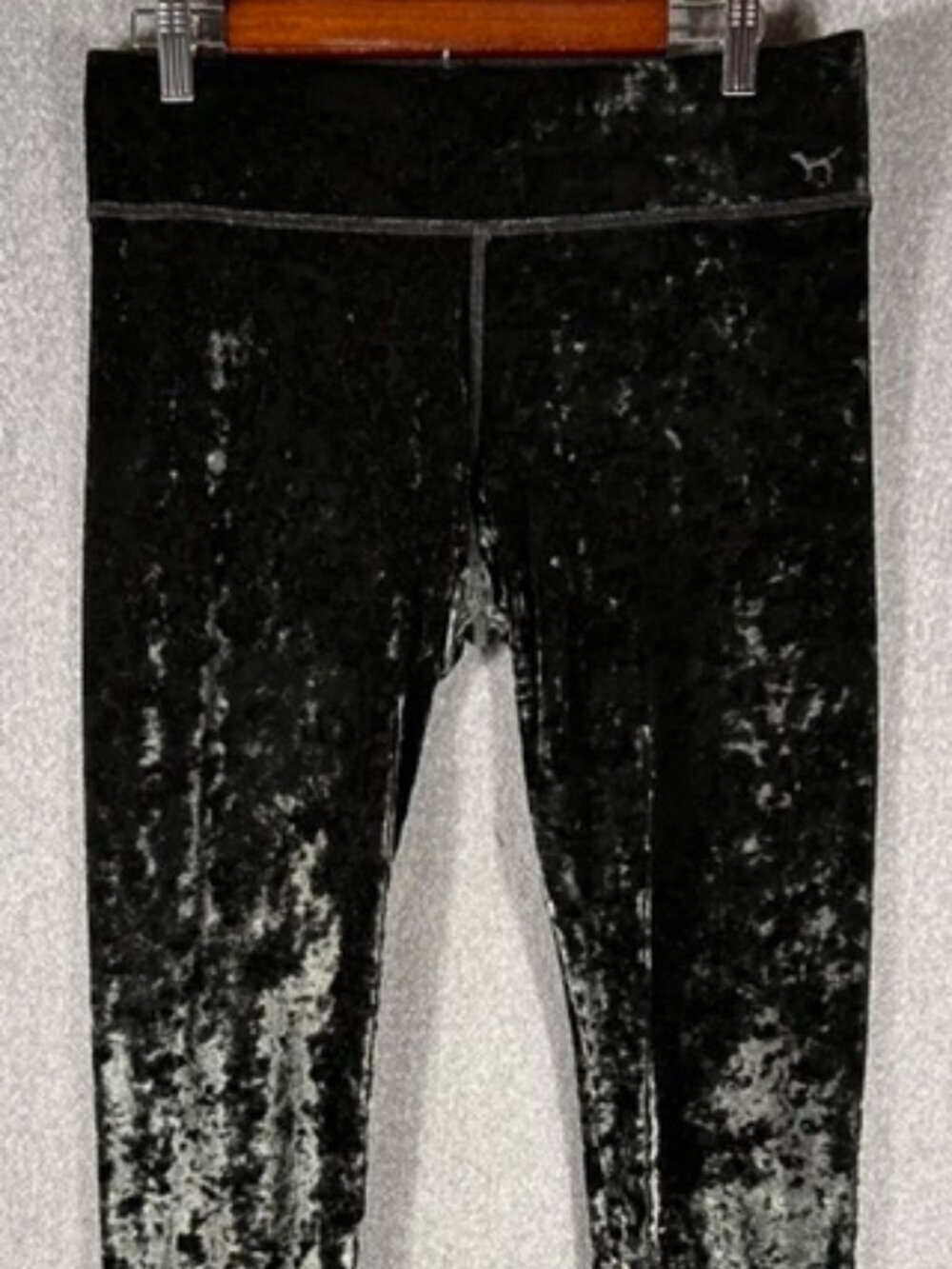 Victoria Secret Pink Crushed Velvet Leggings Dark Green Women's Size L